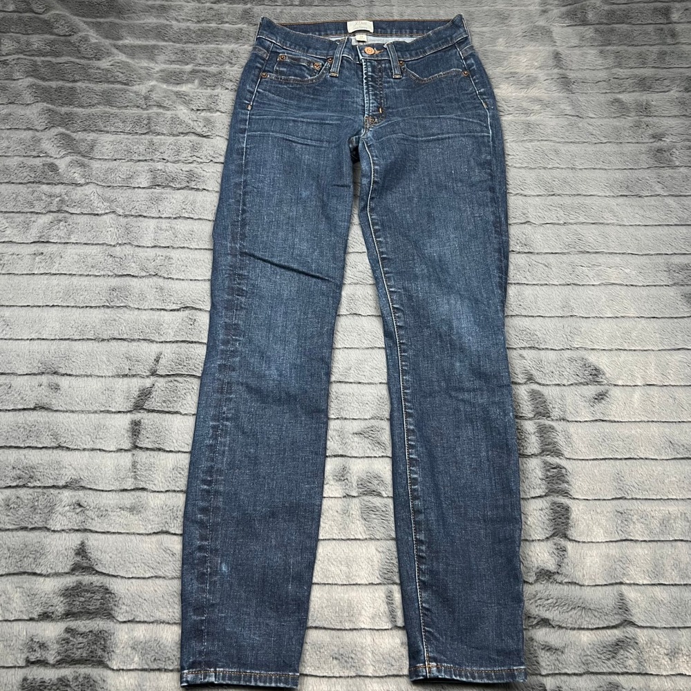 J.Crew 8 Inch Toothpick Skinny Jeans Dark Indigo Blue Stretch Denim Size 24